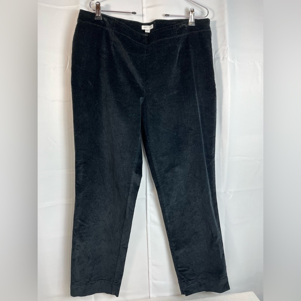 J Jill Womens Black Corduroy Cotton Trousers Pants Size Zip Straight Leg Sz 14
